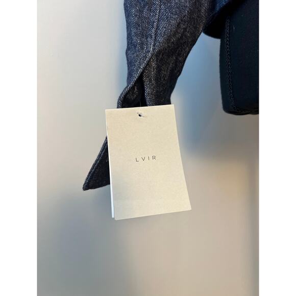 LVIR Wool Stitch Curved Hem Button Up Jacket in Blue Small Long Sleeve Pockets - Picture 5 of 5